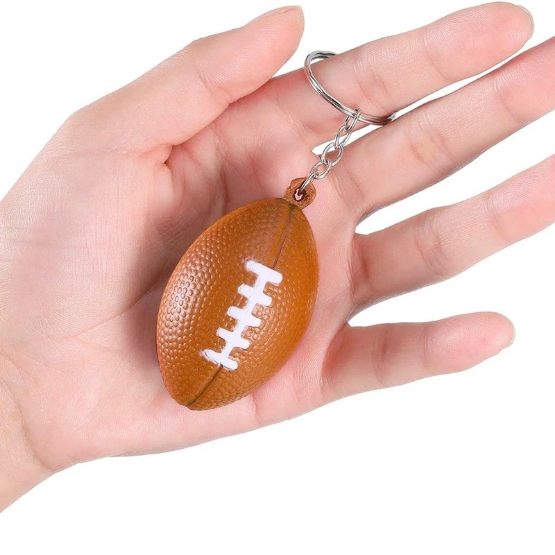 ●30 Pack Rugby Ball Keychains for Favors,Rugby Stress Ball,School Carnival Reward,Sports Centerpiece Decorations-ABFB