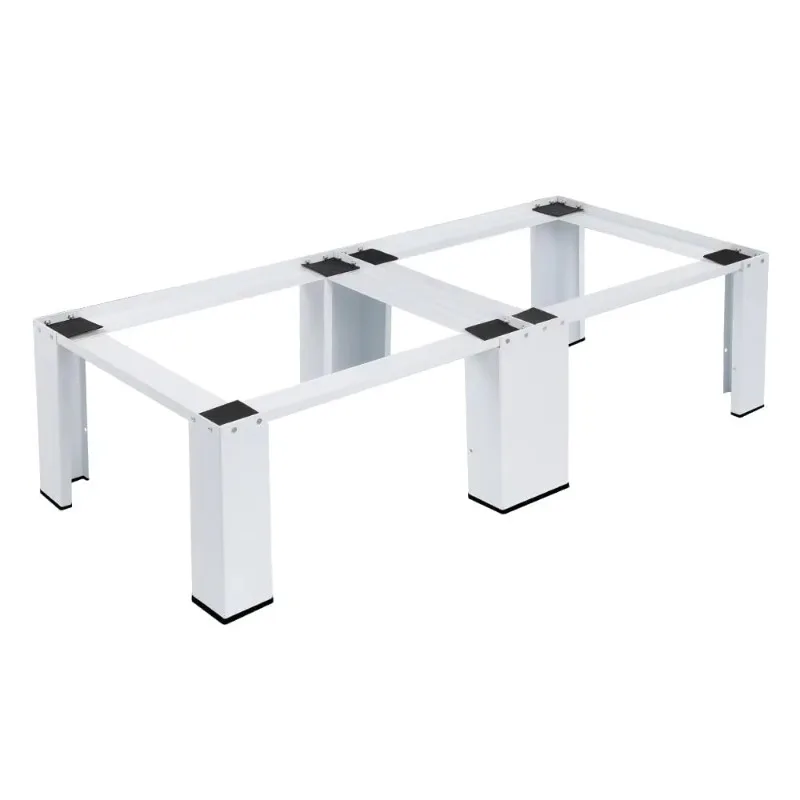 

White Rugged Dual Base Frame Washer Dryer Stand Base Pull-Out Shelf Non-Slip Pad 2 Storage Racks