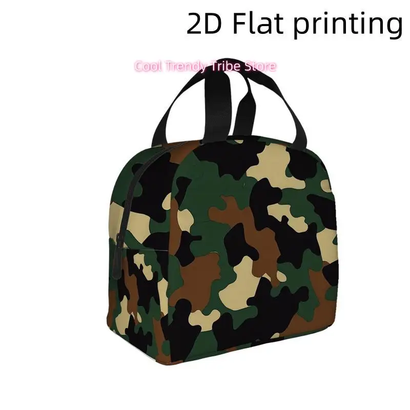 1pc, Cooler Bag Featuring a Camouflage Design in Green, Brown, Black, And Beige Shapes. This Insulated Bag Is Reusable And Suita