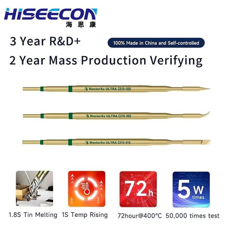 Premium MasterXu Golden C210 Soldering Iron Tip 018 For JBC Sugon HS-02 T80 T26 T210 T245 Original Station Circuit Board Repair