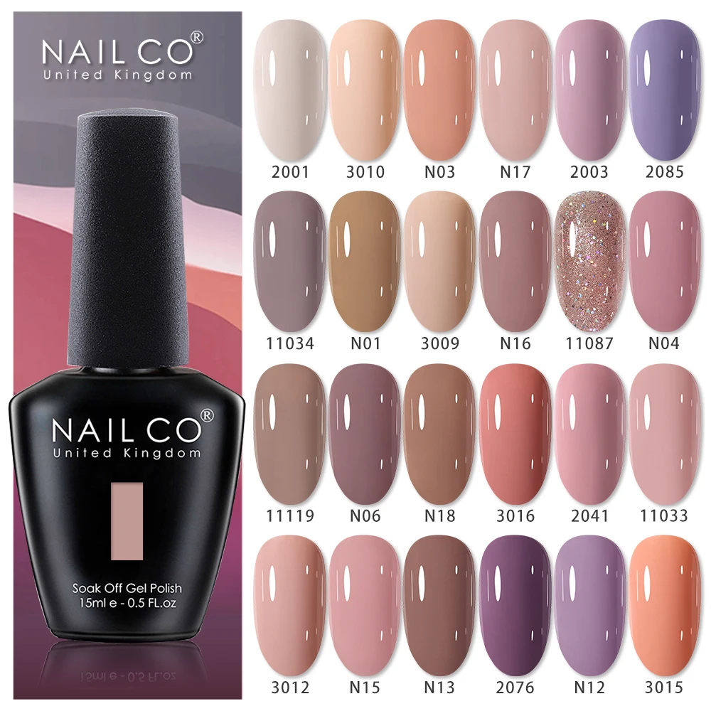 NAILCO 15 มลสีนู้ดเจลทาเล็บไฮบริดเจลยาทาเล็บสีชมพูยูวีเจลทาเล็บฤดูหนาวท็อปเบสโค้ตเล็บ LED ศิลปะ