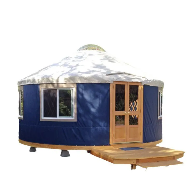 

Mongolian Yurt Waterproof Camping Tent Four Season PVC and Canvas Roof Tent for Winter Use