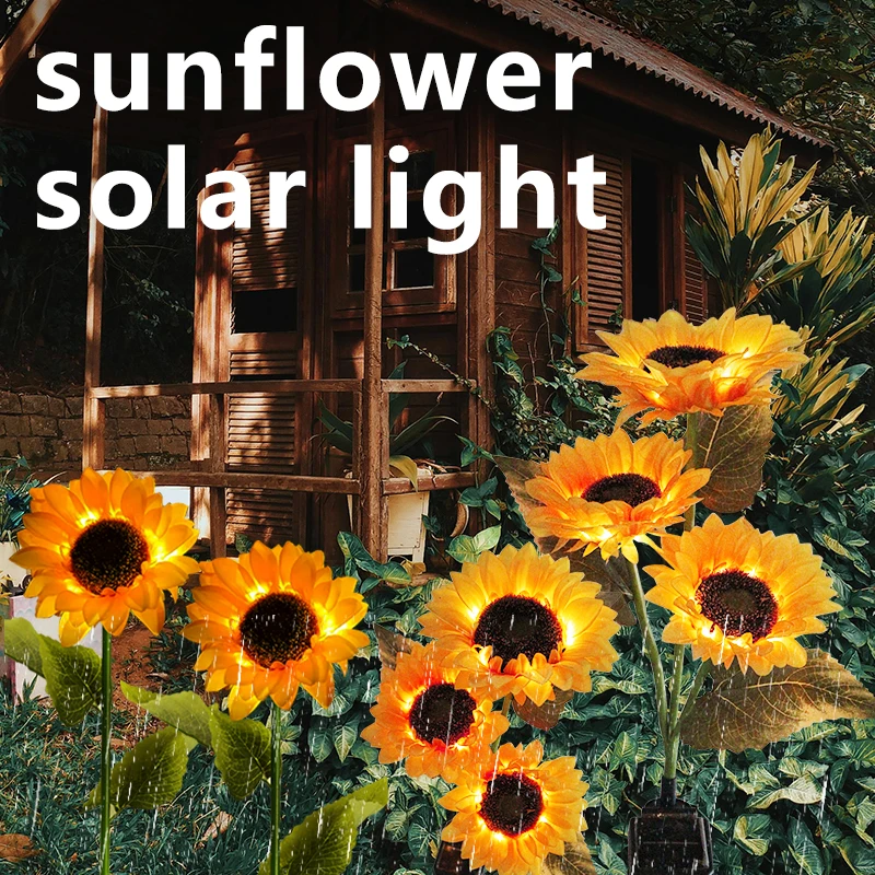 

Simulated Outdoor Solar Sunflowers Dark Sense Garden Lights Yard Wedding Thanksgiving Decor Light Waterproof LED Lawn Light