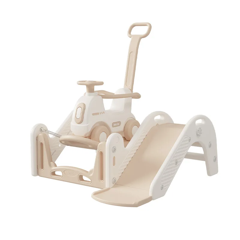 3-in-1 Kids Rocking Horse & Trampoline Combo, Thickened Slide Rocking Chair Parent-child Play Gift Toy