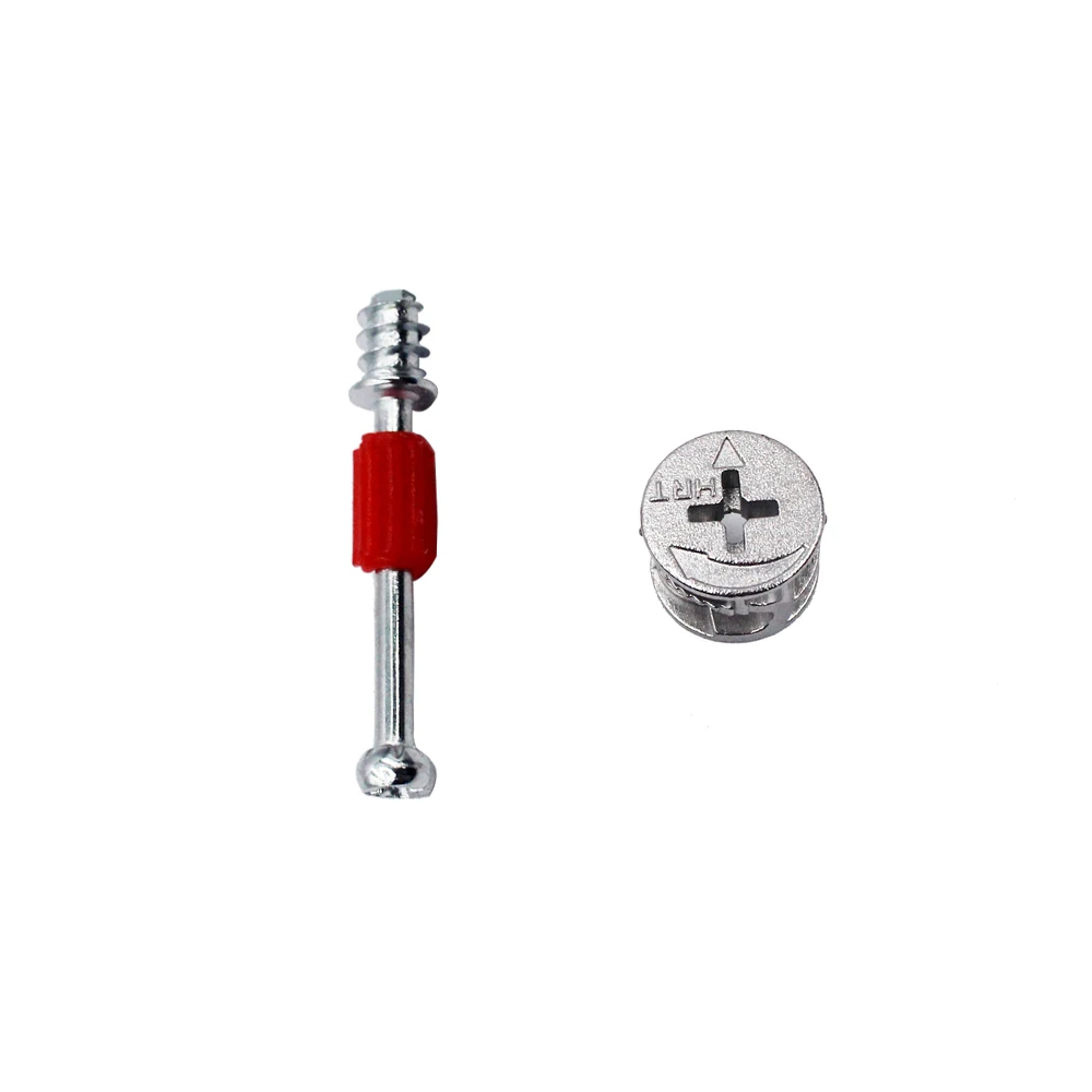 20 pçs/lote M6 42MM Fivela Branco Vermelho Auto Tapping Parafuso com Roda Excêntrica Dois em um kit Adequado Para Instalação de Móveis