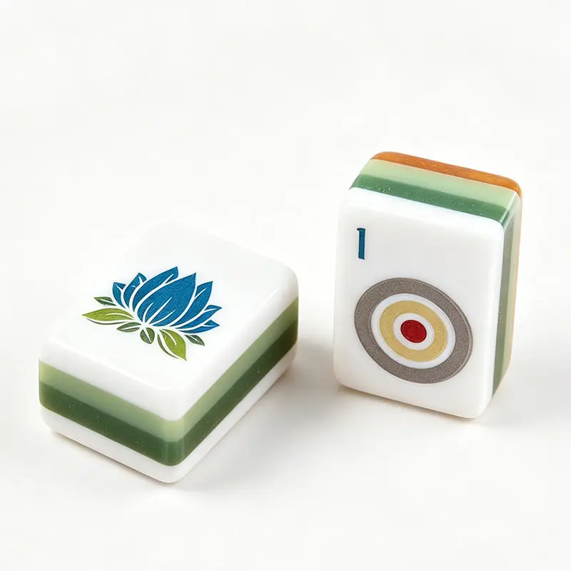 American Mahjong Set Wood Grain Acrylic 4 Layer Colorful Tiles Hand Shuffle for Leisure Game