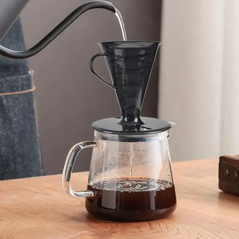 Clear Resin Conical Coffee Dripper With Spiral Design Reusable Coffee Filter Cup For Home Office Pour Over Coffee Brewing