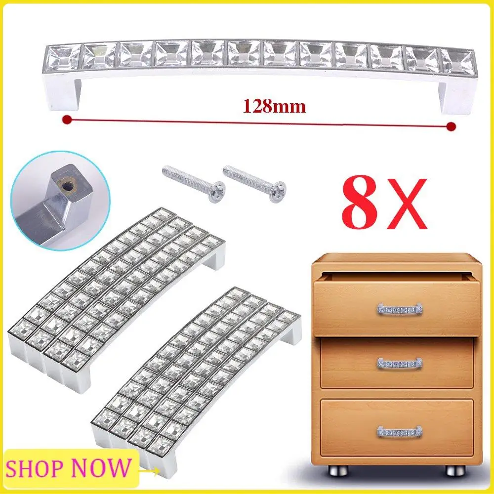 Especial Pack Of 8 Europe Style Square Clear Crystal Rhinestone Furniture Door Wardrobe Cupboard Cabinet Drawer Pull Handle Knob