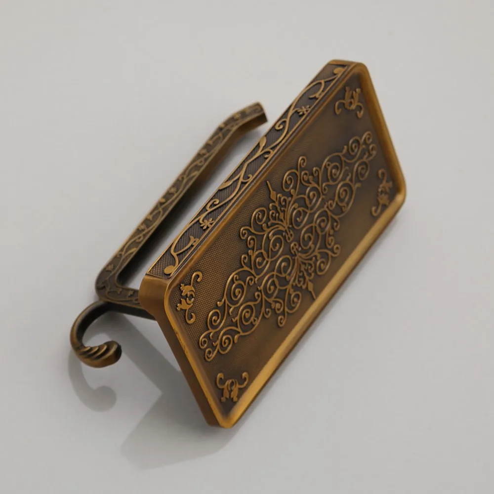 Torayvino Antique Carved Zinc Alloy Bathroom Toilet Paper & Phone Holder Pattern Toilet Paper Holders Tissue Boxes Wall Mounted