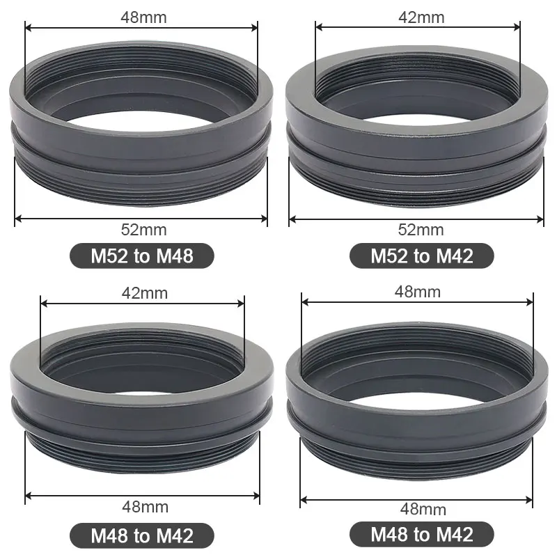 M52 to M42/M52 to M48/M48 to M48/M48 to M42 X 0.75 Thread Metal Objective Adapter Ring for Stereo Zoom Microscope