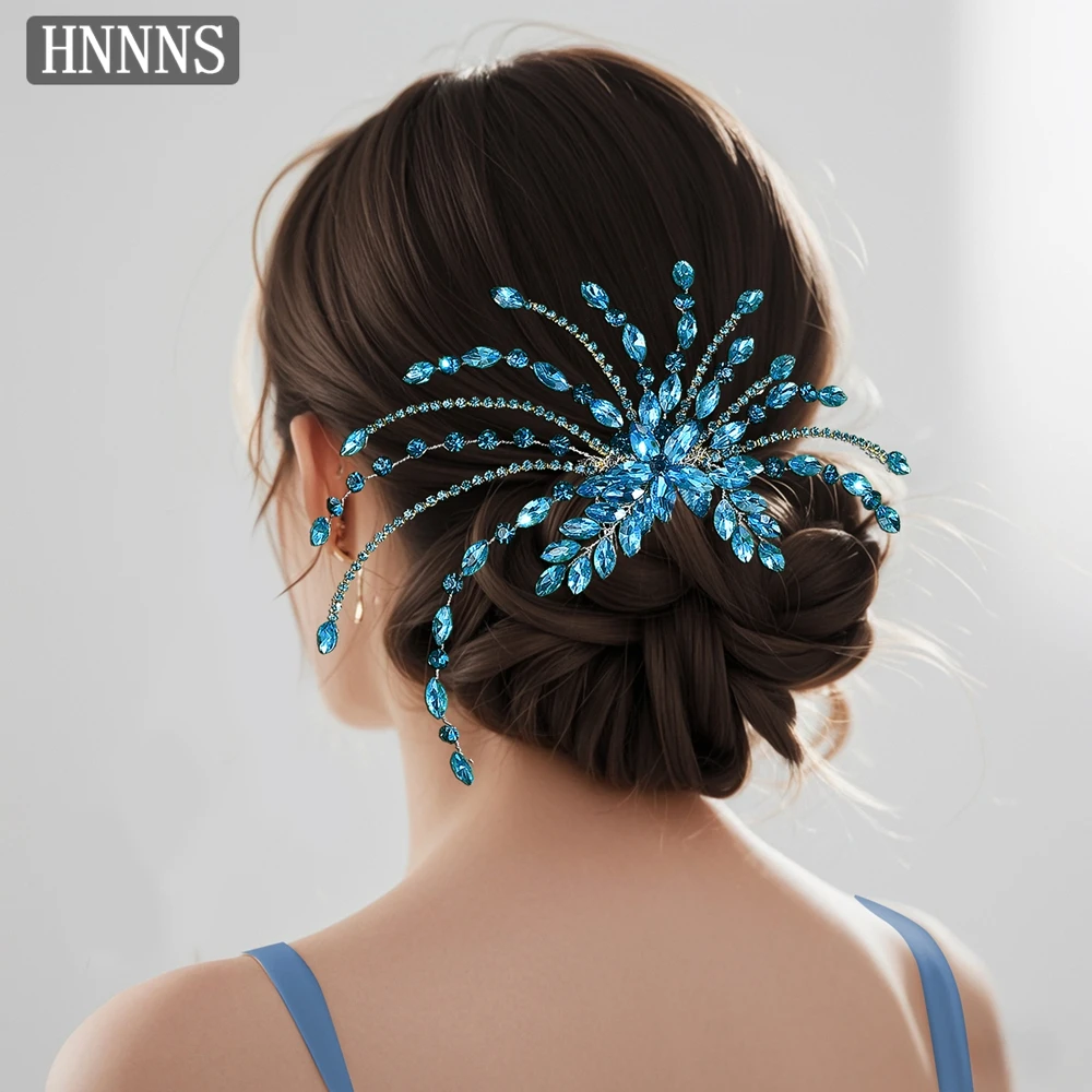

HNNNS Leaf Rhinestone Hair Comb For Women Wedding Dress Headpiece Elegant Side Comb Hairpins Fashion Hair Accessories A269