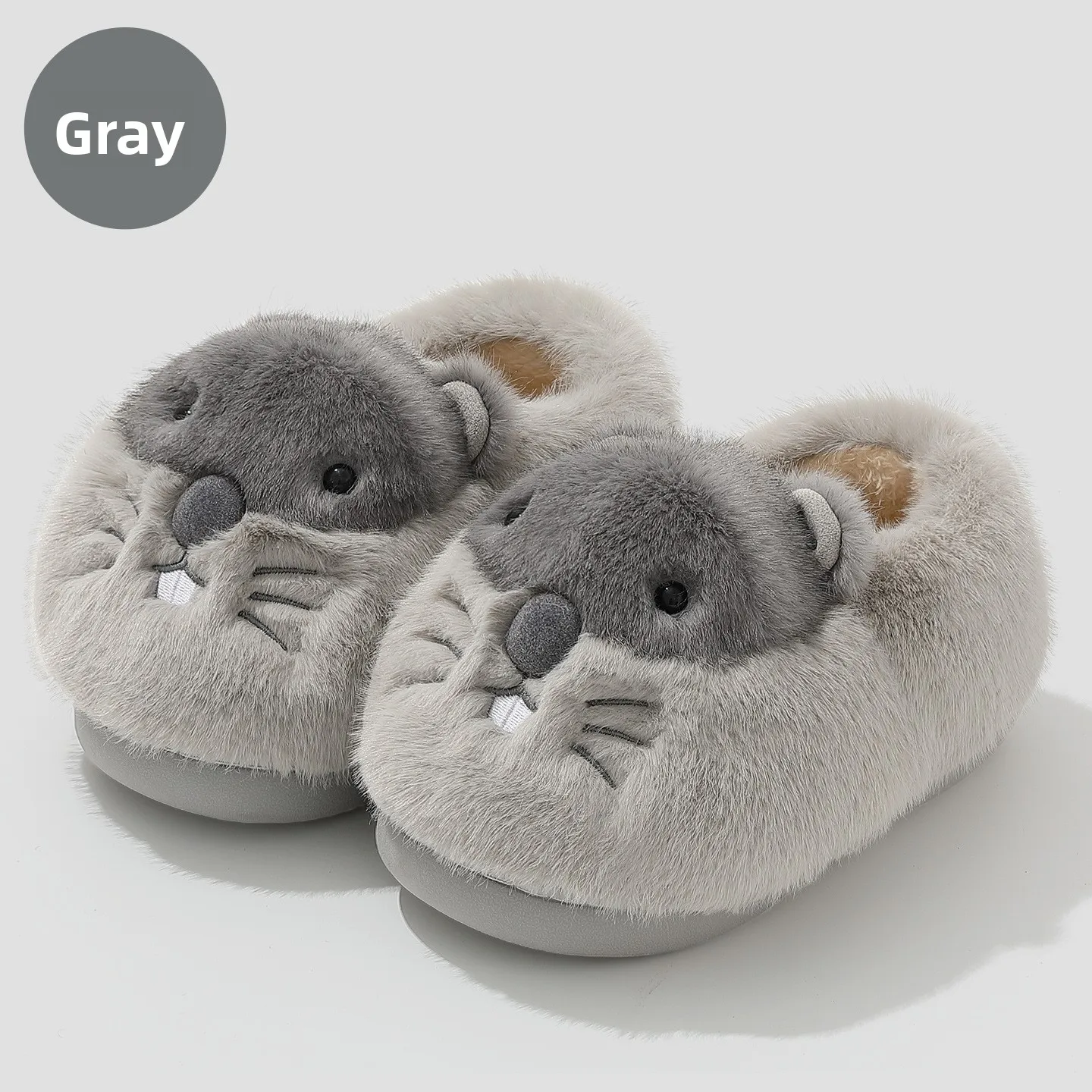 New Cute Slippers for Women Cartoon Cotton Shoes Fall/Winter Homewear Indoor Thick-Soled Plush Warm Cotton Slippers for Men