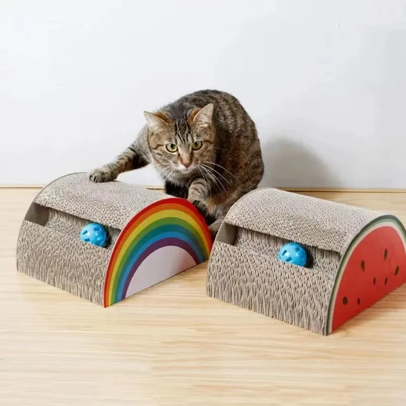 

2 in 1 Cute Watermelon Cat Toys Cat Scratching Board Claw Grinder Corrugated Paper Grinding Nails Scratcher Supplies With Bell