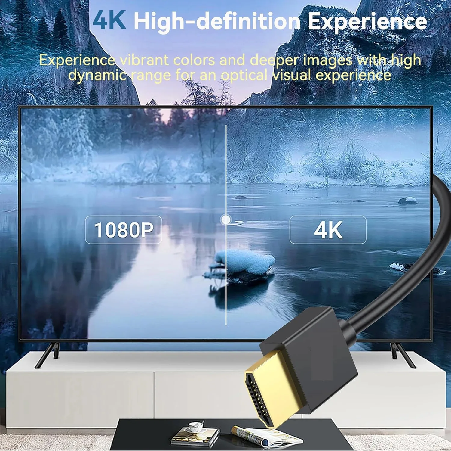 4K Slim HDMI-compatible Cable High Speed Cord Thin to Male Cable Gold-Plated 4K 2K HDR ARC 3D HDCP 2.2 for Monitor TV X-Box PS