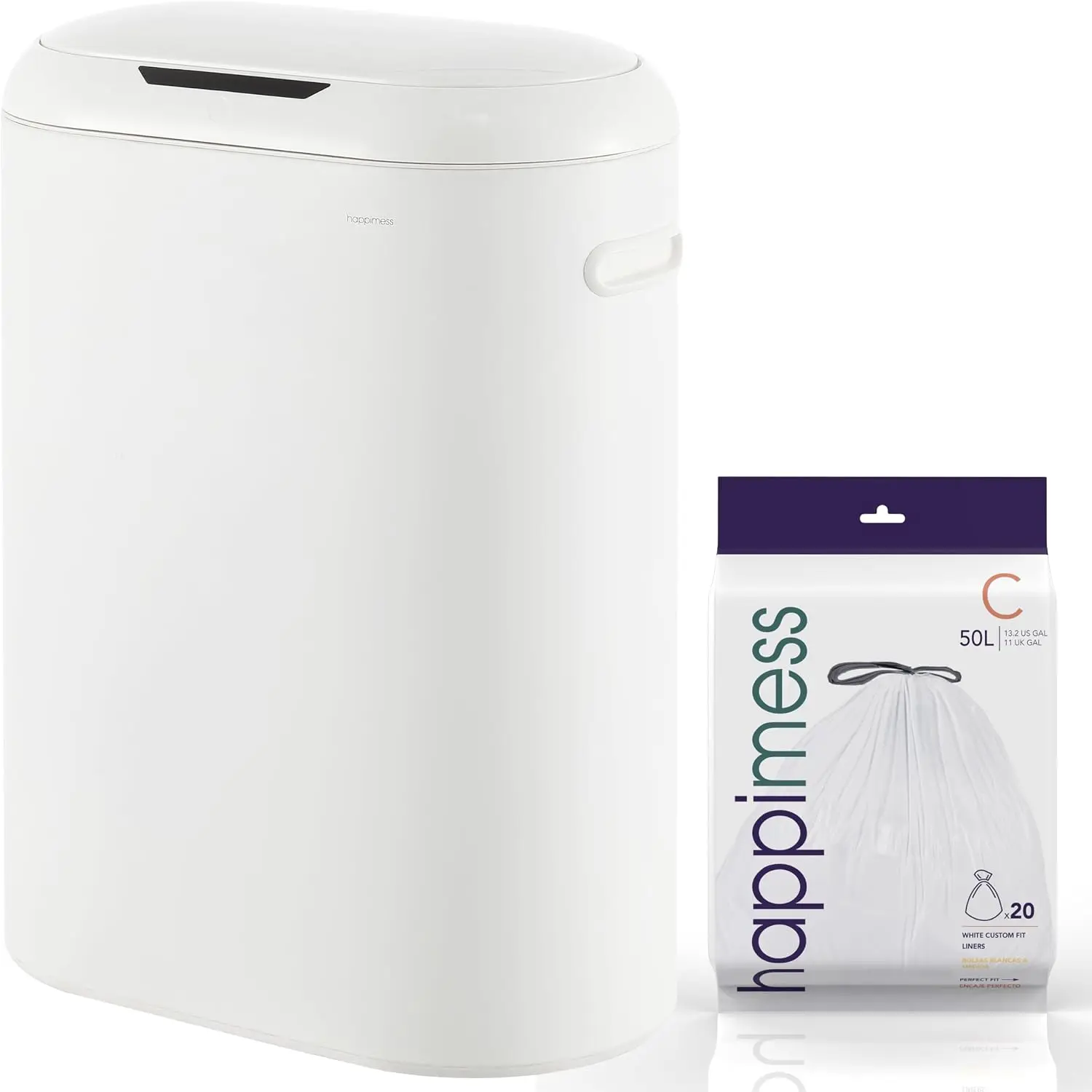 HPM1016C Robo Kitchen 13.2-Gallon Slim Oval Motion Sensor Touchless Trash Can with Touch Mode, Fingerprint Resistant, Modern, Mi