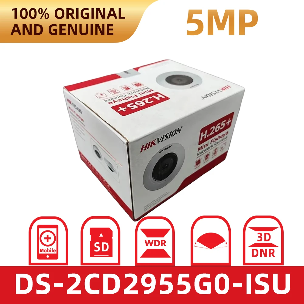 Hikvision DS-2CD2955G0-ISU 5MP Fisheye IP Camera 180° Panoramic PoE Dome IR Night Vision 120dB WDR 3D DNR Security Camera