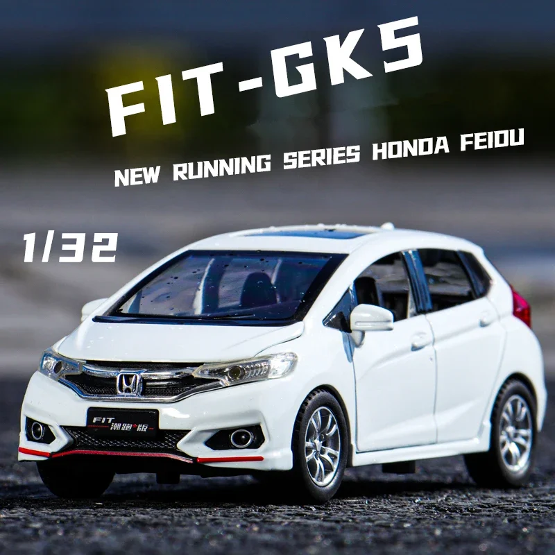 1:32 HONDA Fit GK5 Alloy Car Model Diecasts Metal Toy Sports Car Vehicles Model Simulation Sound and Light Collection Kids Gifts