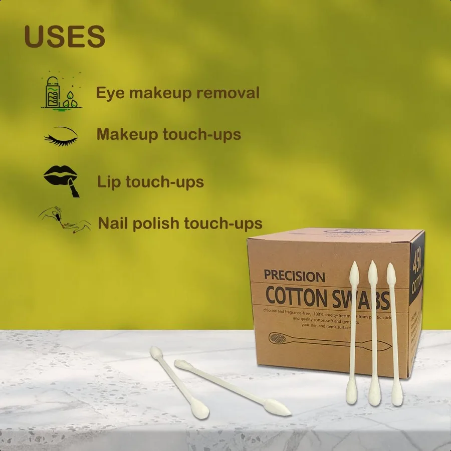 พู่กันสำลีปลายแบน 900 ชิ้น สำหรับแต่งหน้า เครื่องมือความงาม ดูแลส่วนบุคคล