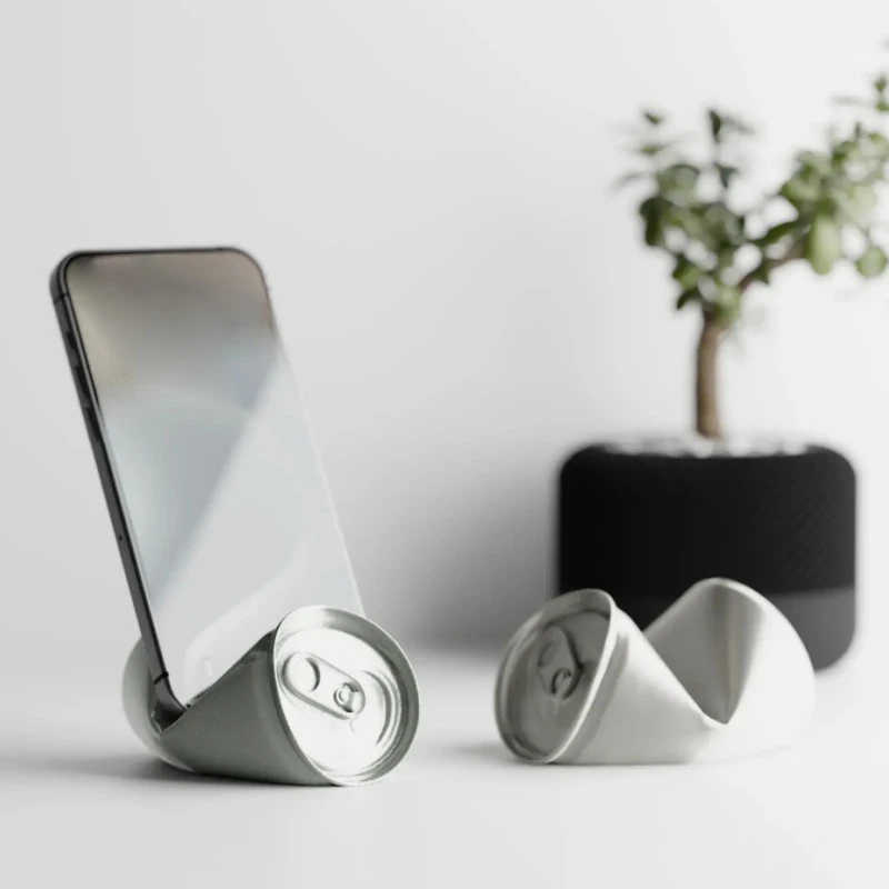 Crushed Soda Can Replica Phone Stand Funny Desk Phone Holder For Convenient Cell Phone Placement