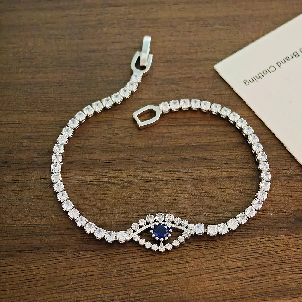 New Arrival Best Sellers Unique Design Blue Silver Color Eye Bracelet Bangle for Women Party Gift Jewelry S8418
