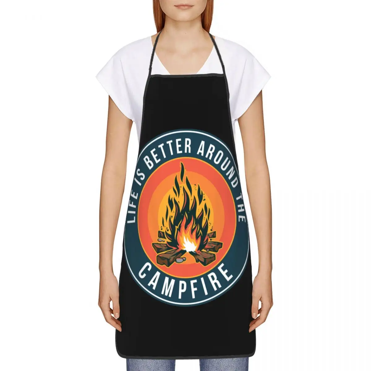 Custom Unisex Mountain Campers Adventure Camping Kitchen Chef Cooking Baking Apron Women Men Tablier Cuisine for Gardening