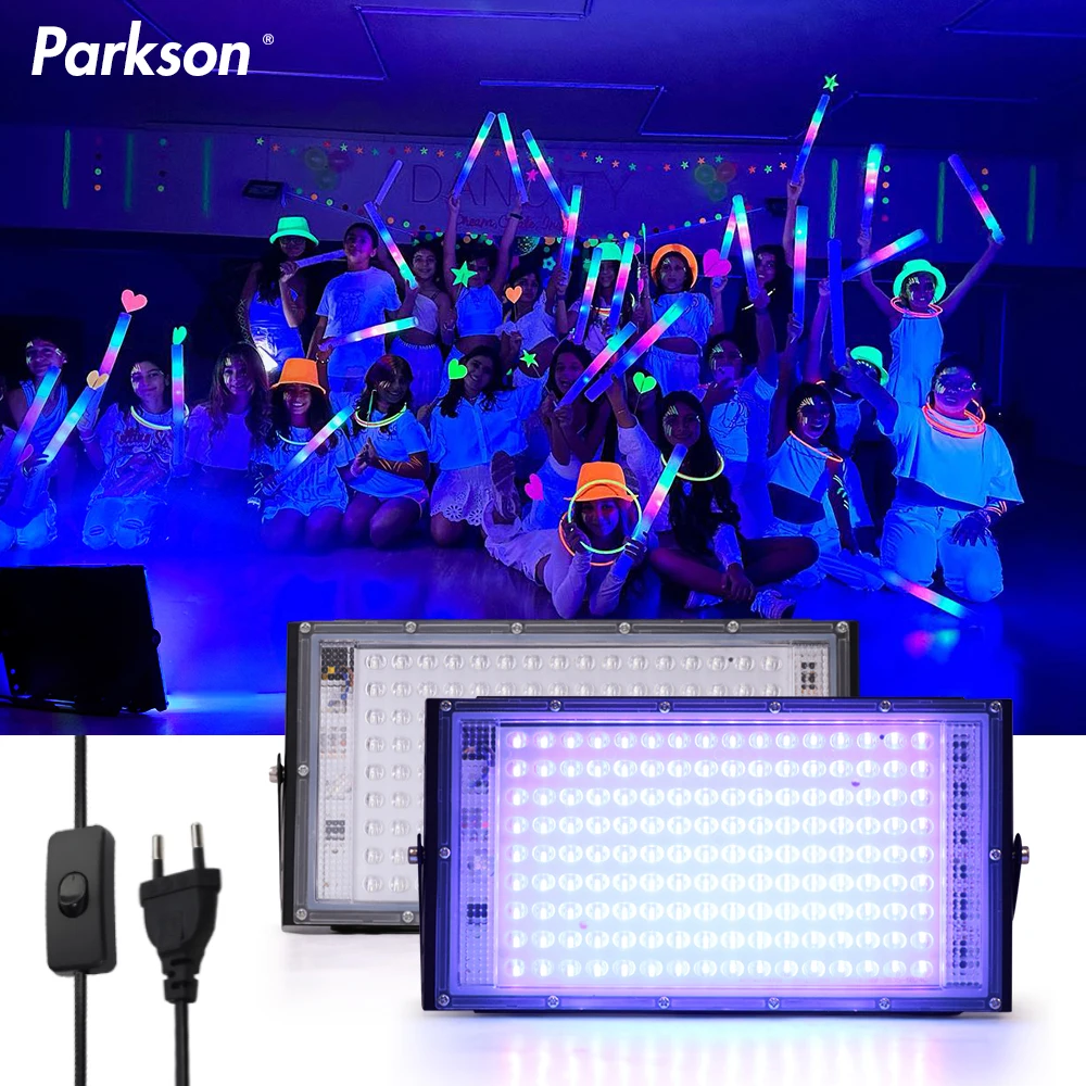 50W 100W 150W UV FloodLight 395nm 400nm Wodoodporny AC220V Ultrafioletowy fluorescencyjny lampa sceniczna Disco Party LED Stage Blacklight