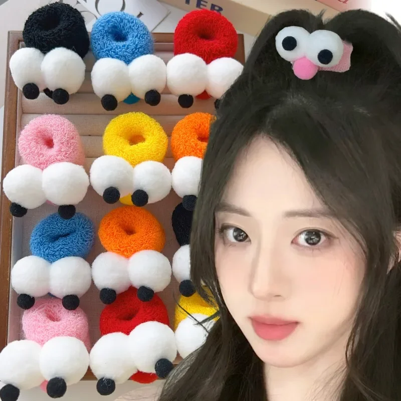 New Autumn and Winter Funny Selling Big Eyes Rope Girl Heart Candy Color High Elasticity 2-16 Years Old Instagram Hair Band