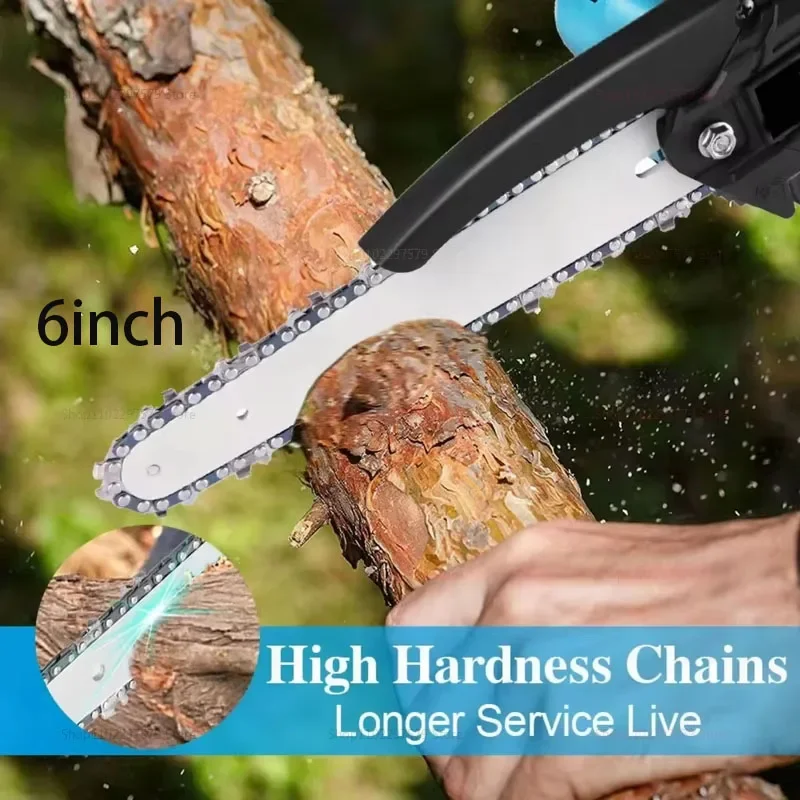 

6 Inch Cordless Electric Chainsaw Handheld Battery Powered Garden Logging Tool For Wood Cutting No Battery Included
