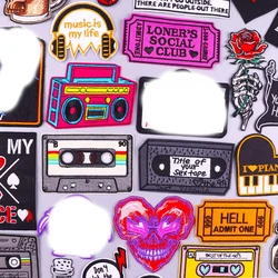 Rock Music Patch Tape Iron On Embroidered Patches For Clothing Thermoadhesive Patches On Clothes Ghost Letter Clothes Stickers