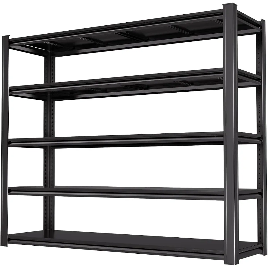 5-Tier Heavy Duty Garage Shelving, 5, 000 lbs Capacity Adjustable Metal Storage Shelving Unit for Garage, Basement, Warehouse a