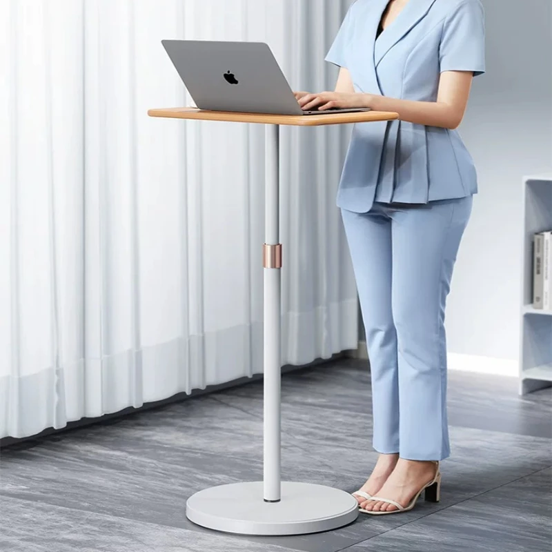 Small-sized Lift Table, Standing Workstation Desk for Live Streaming Studio, Height-adjustable Computer Stand with Metal Frame.