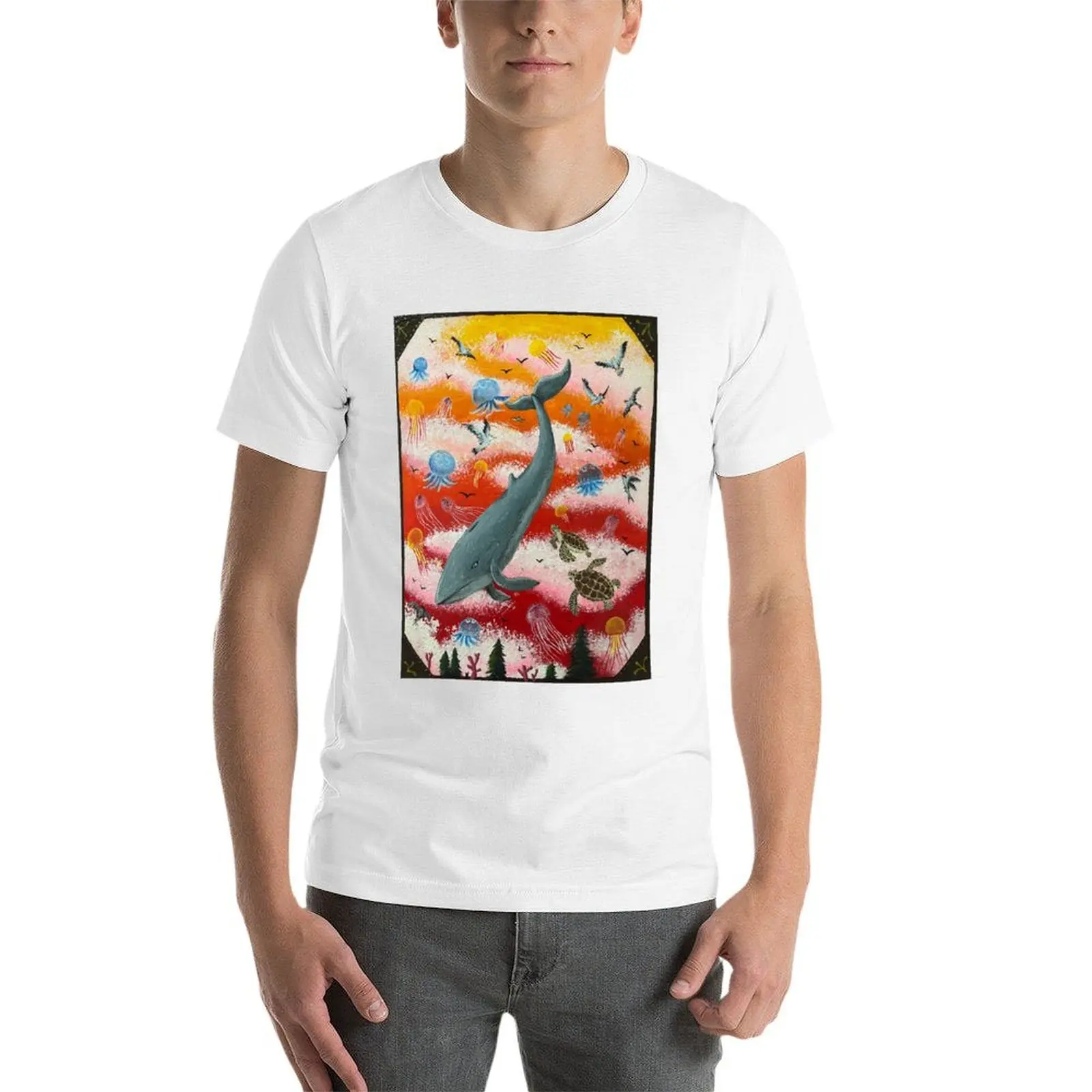 T-shirt Beyond The Sea per uomo, magliette grafiche morbide in cotone per uomo