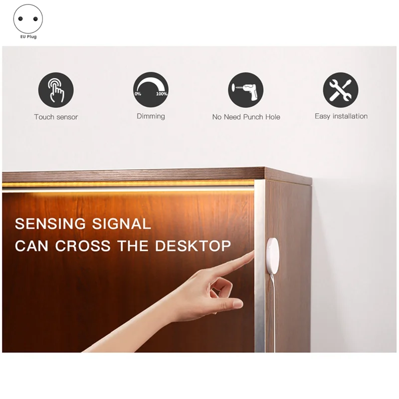 

B52C Sensor LED Cabinet Kitchen Light Automatic Switch Waterproof Closet Cabinet DIY Light Strip 5M -EU Plug Easy To Use