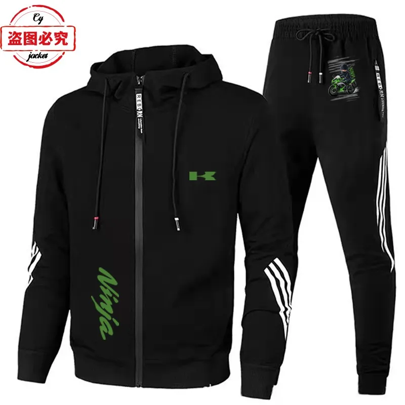 Ninja locomotive logo racing suit casual sportswear men's spring and autumn suit Ninja work clothes group clothes