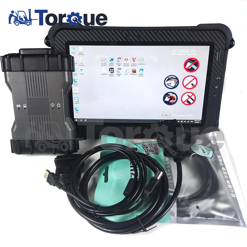 Xplore Tablet + untuk MB Star C6, alat Diagnosis VCI Mutiplexer SD Connect Xentry DAS WIS EPC untuk mobil Benz