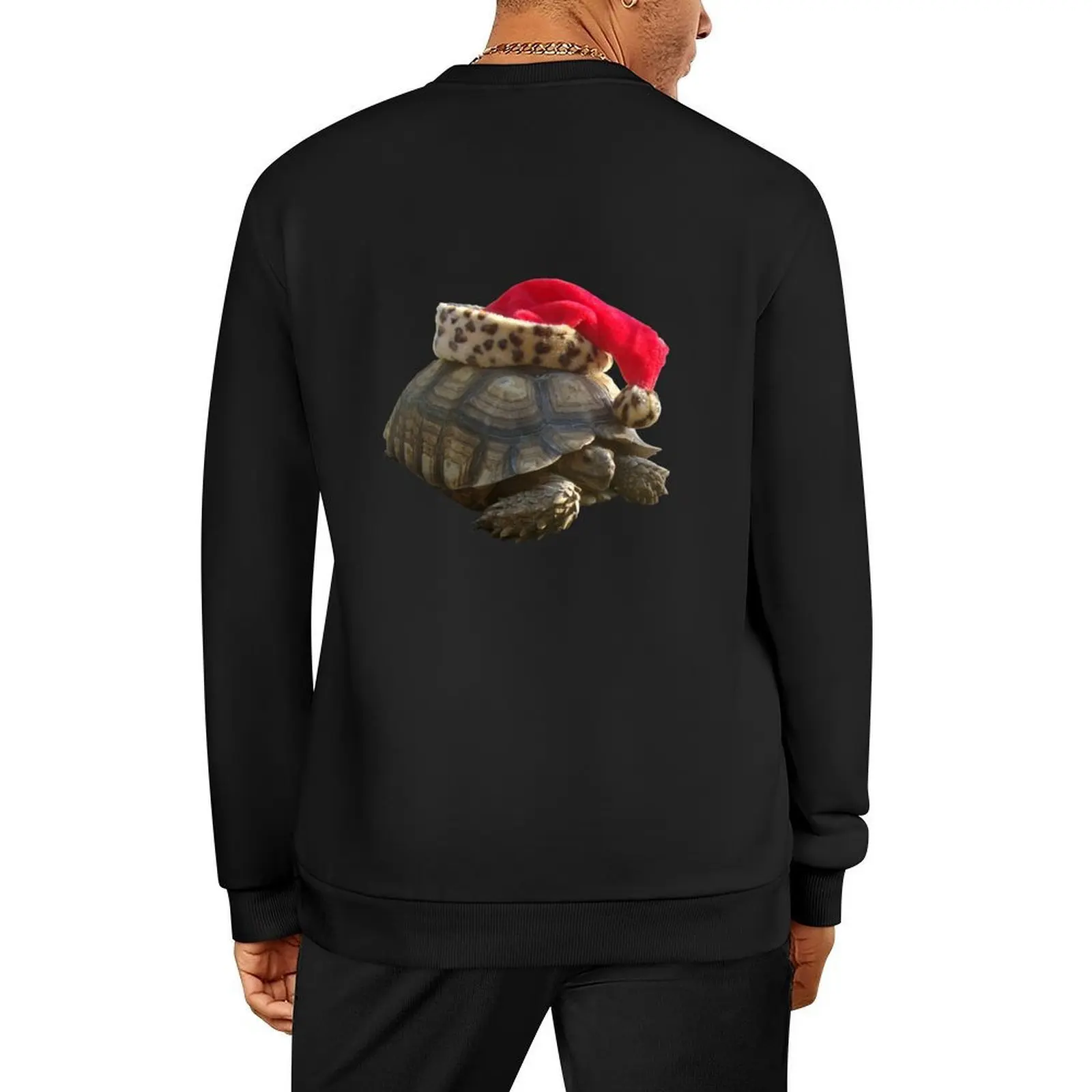 

Sulcata Tortoise with Santa Hat Pullover tracksuits mens clothing male clothes sweatshirt male