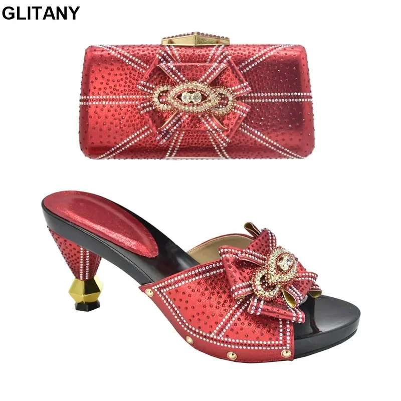 New Desgin Shoes and Evening Bag Set Hot Sale Sandal Shoes with Handbag Italian Shoe and Bag Set for Party In Women Italy Shoes