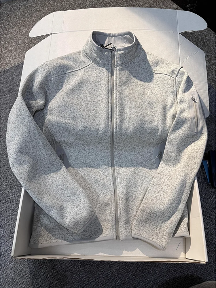 Women's Zipper Stand Collar Cardigan Sweater Cycling Hiking Outdoor Couple Jaets Loose Fit Long Sve  Color