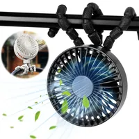 Portable Home Outdoor Small Fan USB Charging 2000mAh Table Outdoor Cooler Neck Fan 3 Speeds Cart Stroller Fan Desktop Tripod Fan