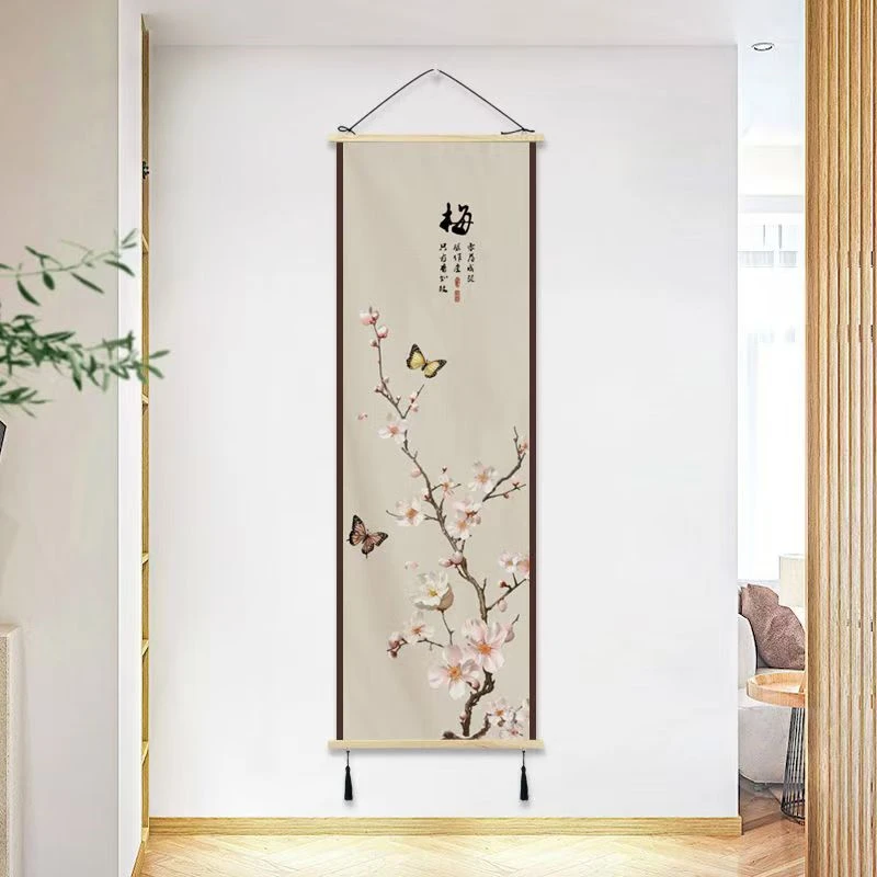 Mei Lan Zhu Ju painting, artistic conception cloth painting, living room decoration painting, home feng shui decoration