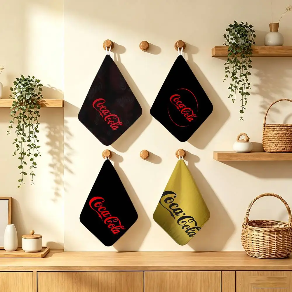 C-cola Vintage Logo  Polyester Cotton Daily Towel Hanging Kitchen Hand Wiping Cloth Durable for Whole House Use C-Cocas