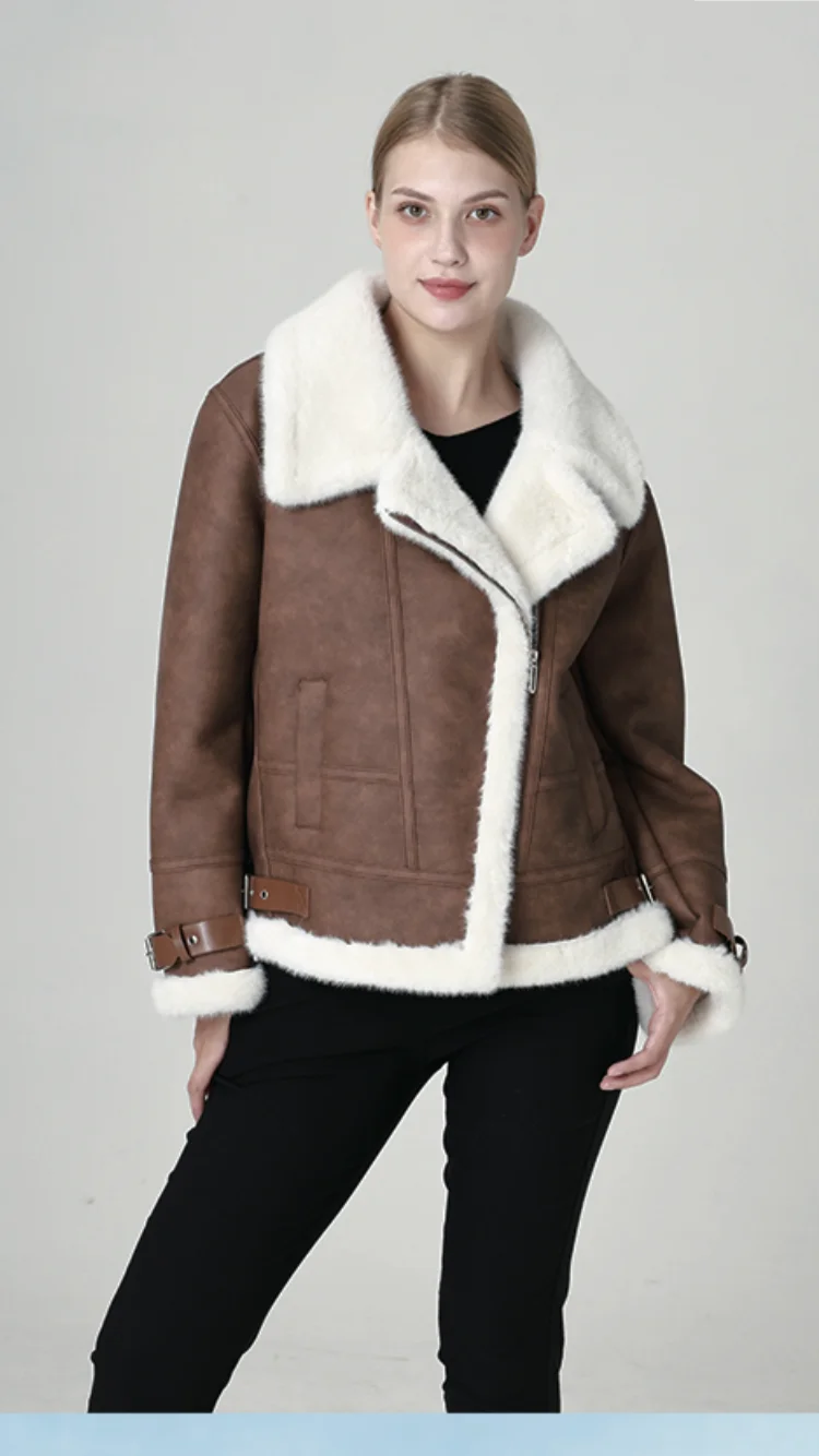 Veste en fausse fourrure de vison pour femme, manteau d\'hiver