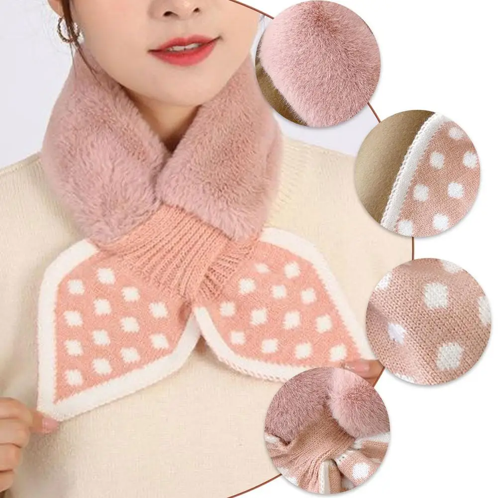 Knitted Faux Rabbit Fur Shawl Cross Scarf Collar Winter Collars And Scarves Neck Cover Women Luxury Neck Warmer Scarf Collar