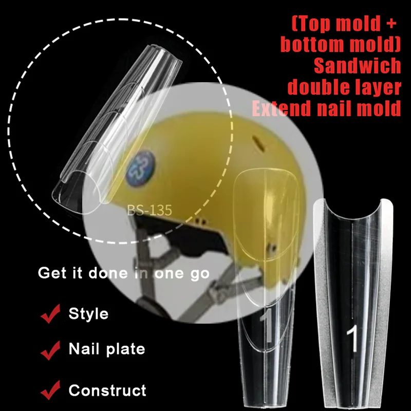 (HS) ساندويتش أشكال أظافر مزدوجة 240 قطعة 15 حجم ملحقات-أشكال مزدوجة نعش اللوز أظافر أشكال قالب علوي قالب سفلي #1