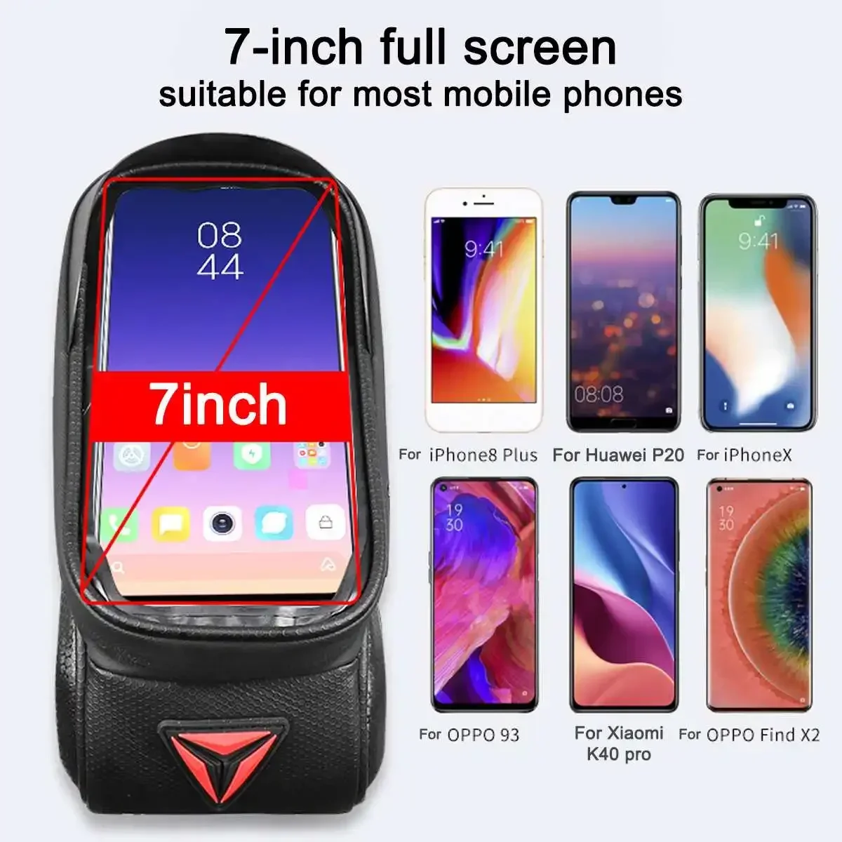 7 بوصة جراب هاتف الدراجة اكسسوارات 1.8L دراجة حقيبة مقاوم للماء شاشة تعمل باللمس الدراجات حقيبة العلوي الجبهة أنبوب الإطار الجبلية الطريق دراجة حقيبة