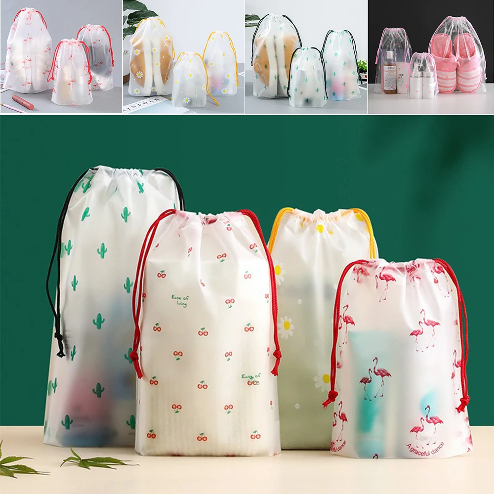 

3PCS/Set Waterproof EVA Daisy Storage Bags Drawstring Large Capacity Clothes Shoes Organizer Portable Makeup Toiletry Bags