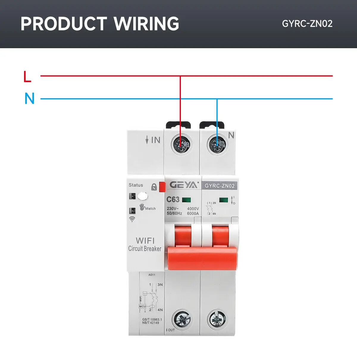 GEYA 1P 2P TUYA WiFi MCB Smart Circuit Breaker Short Circuit Protection Timed Smart Reclosing Switch Remote Control Din Rail 80A