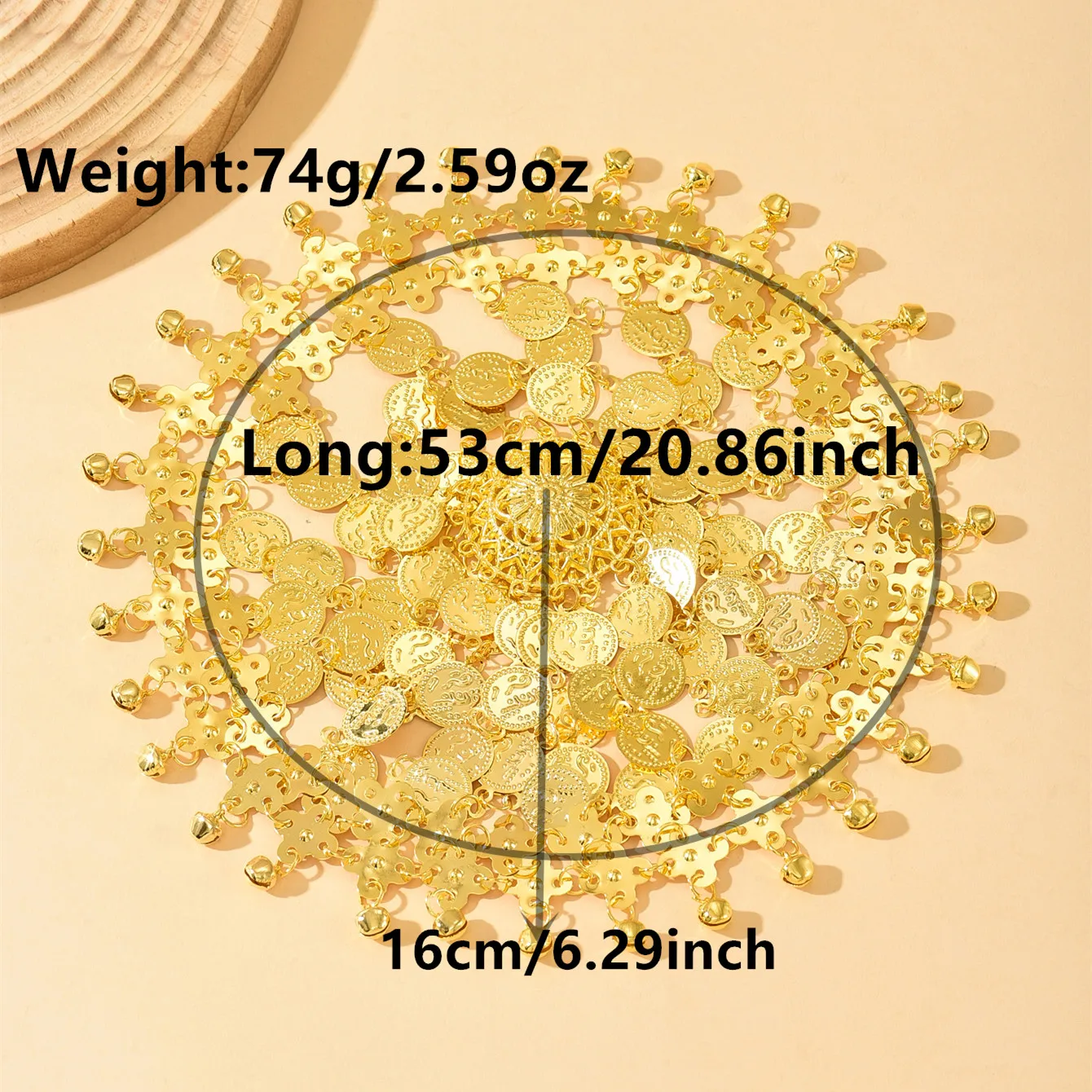 Middle Eastern Retro Ethnic Gold Multi-Layer Sequin Bell Tassel Head Chain,Lightweight Unique Headpiece For Stage&Dance Parties image 6
