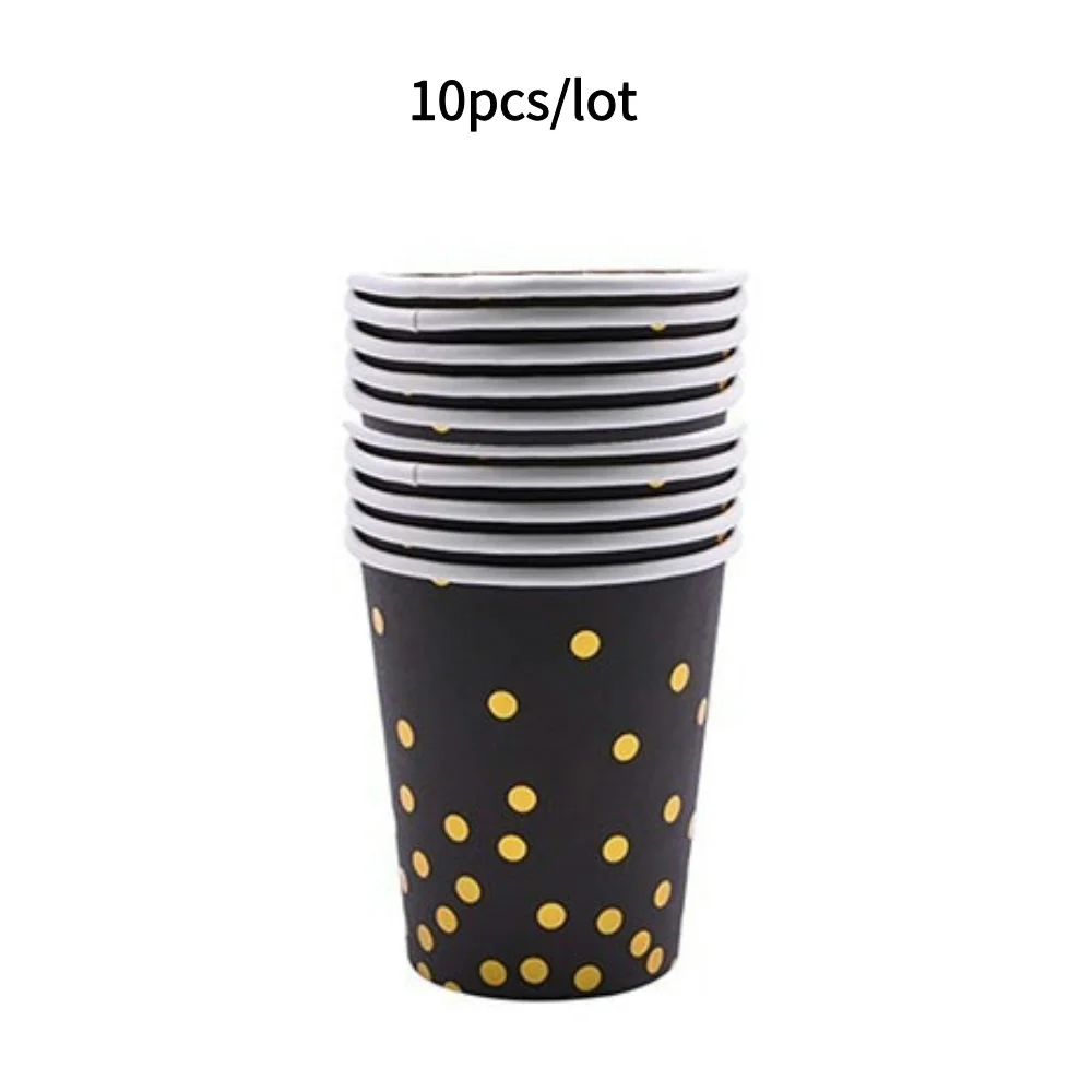 10PCS Farbige Pappbecher Gold Dot Rosa Blau Einwegbecher Hochzeit Geburtstag Party Einweggeschirr Einweg Pappbecher Set – Detail 7