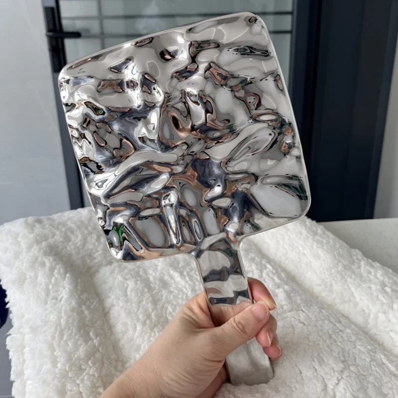 Electroplated Handle Makeup Mirrors Beauty Portable Round Hand Square Hand Small Make Up Mirror